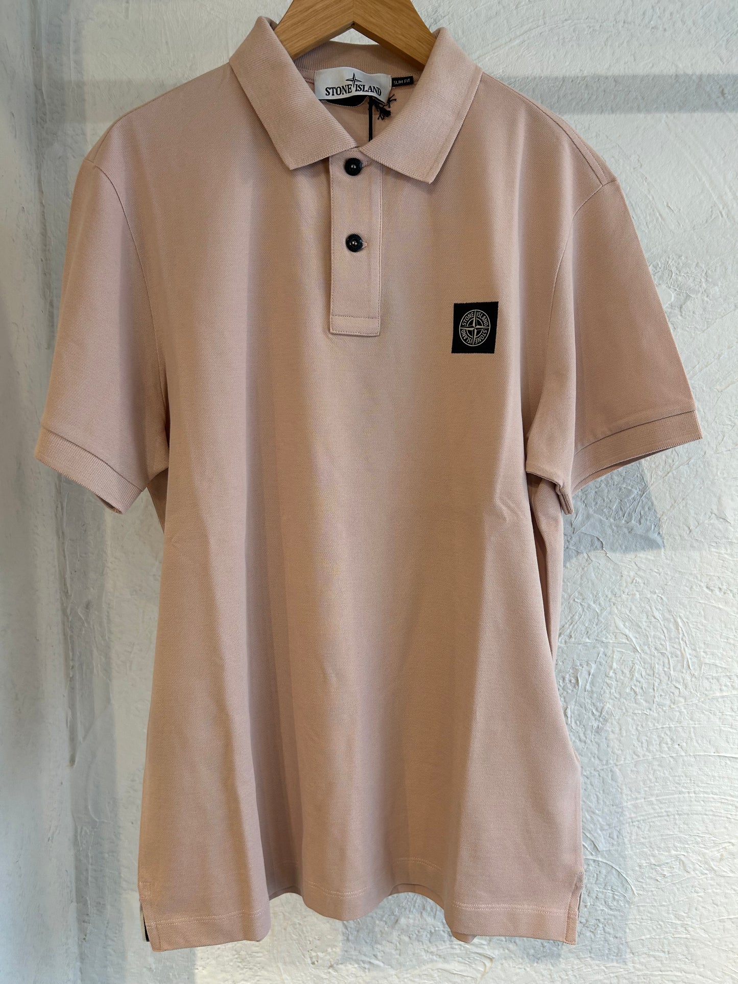 STONE ISLAND ポロシャツ オーガニックコットン エラスタン ピケ【アンティークローズ/ブラック】