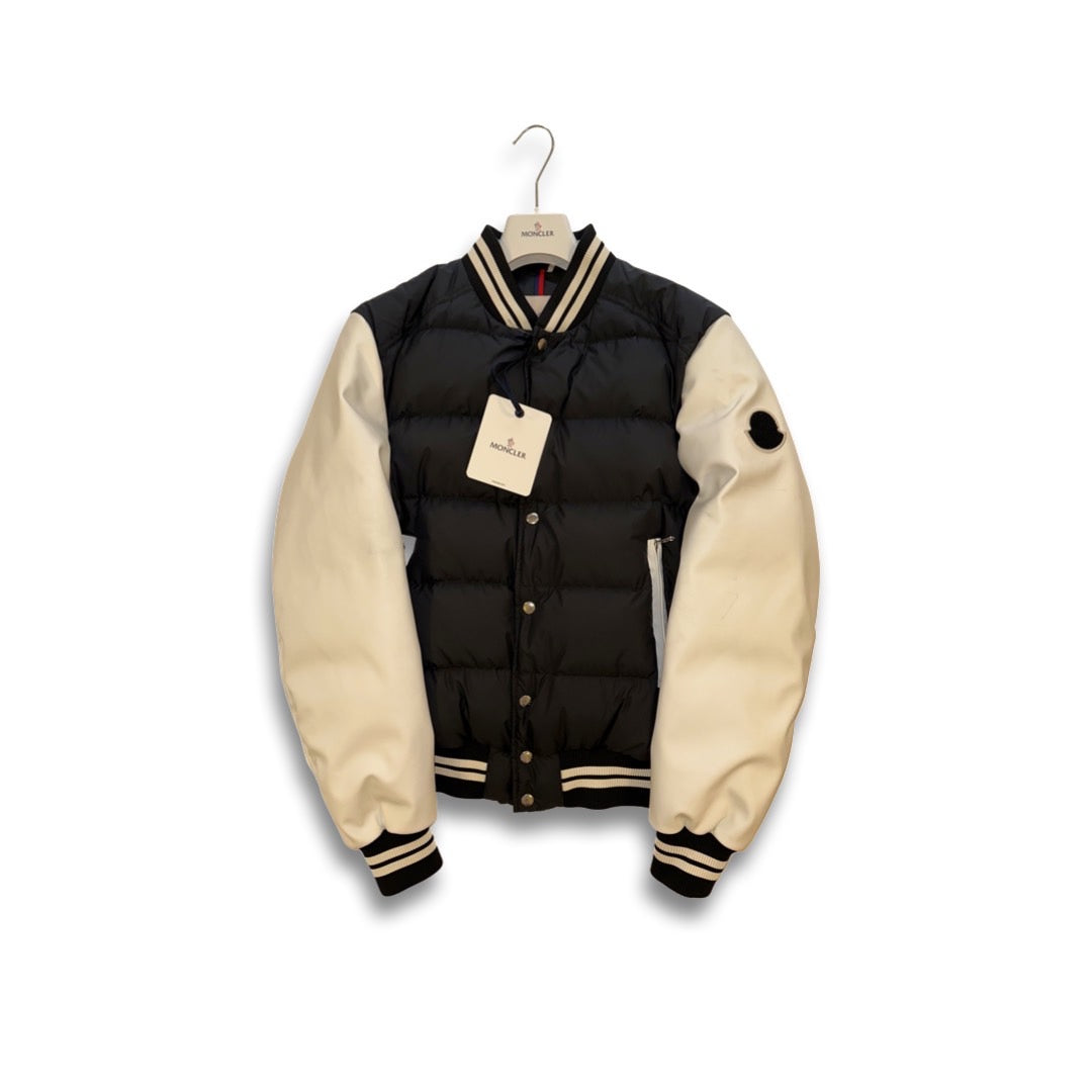 MONCLER leather stadium jacket
