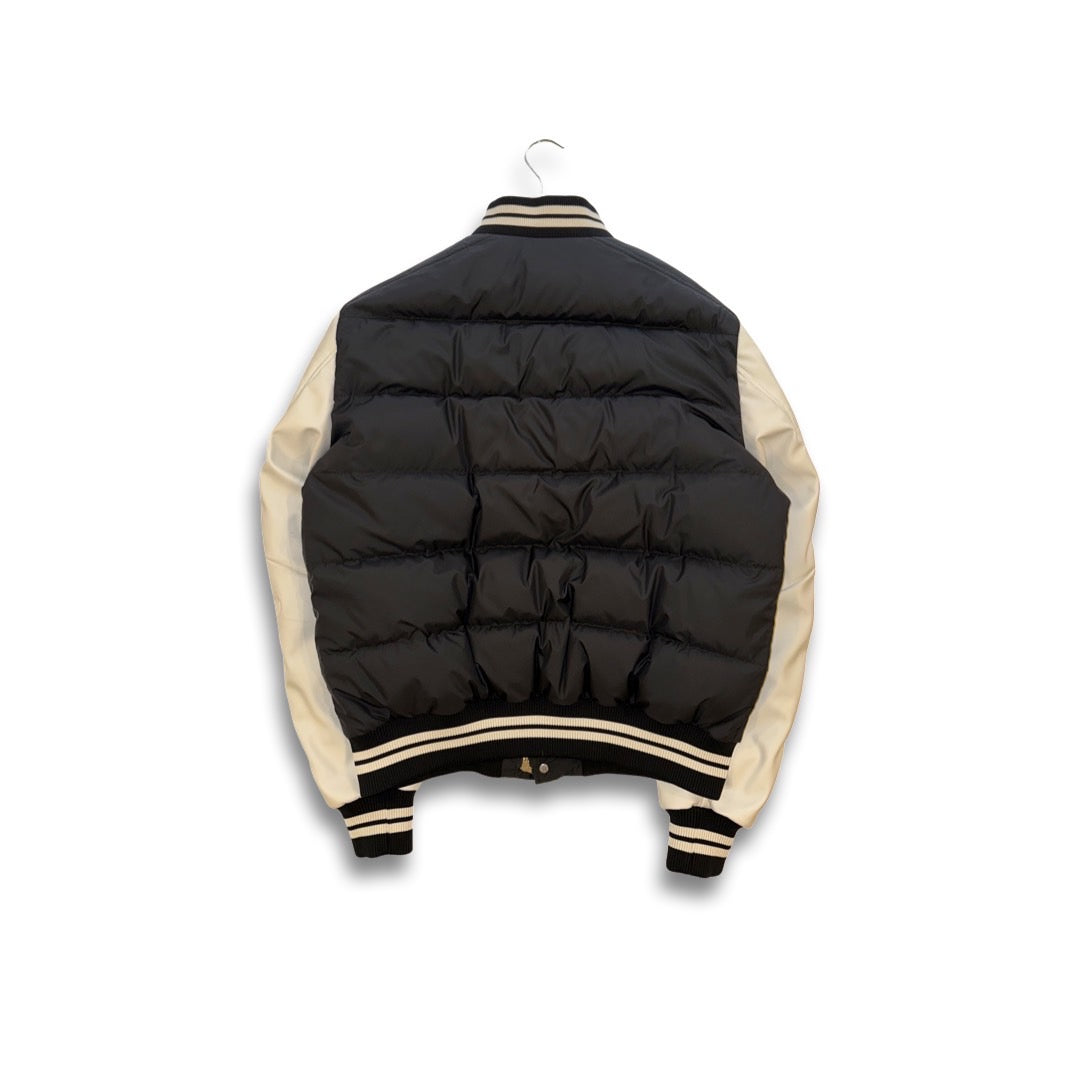 MONCLER  leather stadium jacket