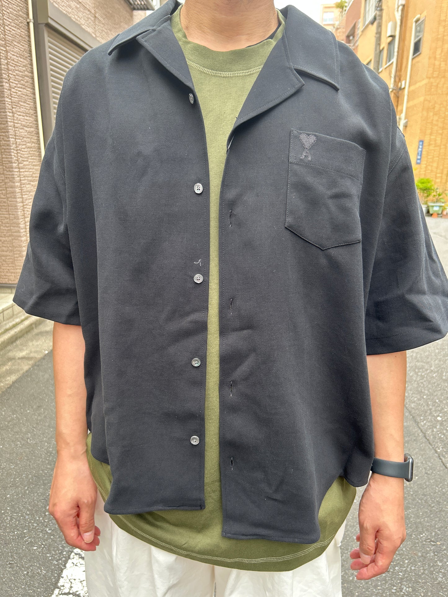 AMI PARIS Ami de Coeur キャンプカラー ショートスリーブ シャツ