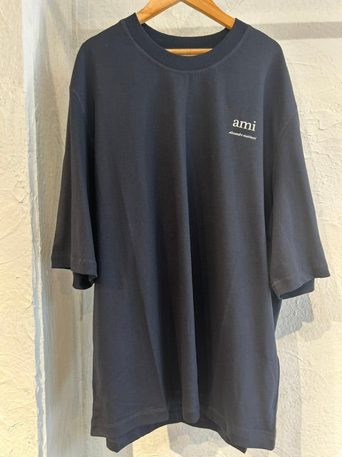 AMI PARIS Tシャツ ネイビー ネイビー コットン クロップド Tシャツ ナイトブルー | AMI PARIS
