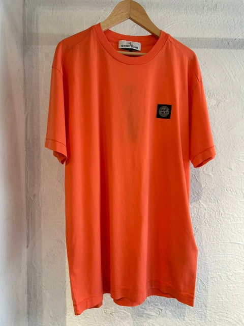 Stone Island オレンジ ガーメントダイ Tシャツ