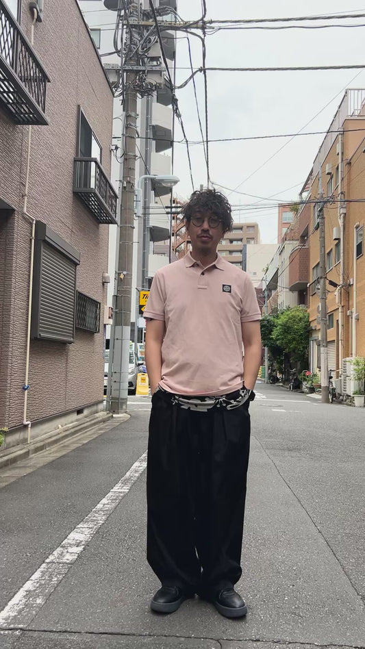 STONE ISLAND ポロシャツ オーガニックコットン エラスタン ピケ【アンティークローズ/ブラック】